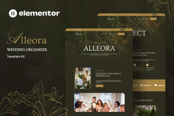 Alleora wedding organizer Elementor template kit preview