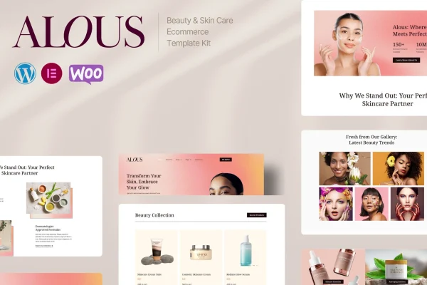 Alous beauty and skin care ecommerce Elementor template kit preview