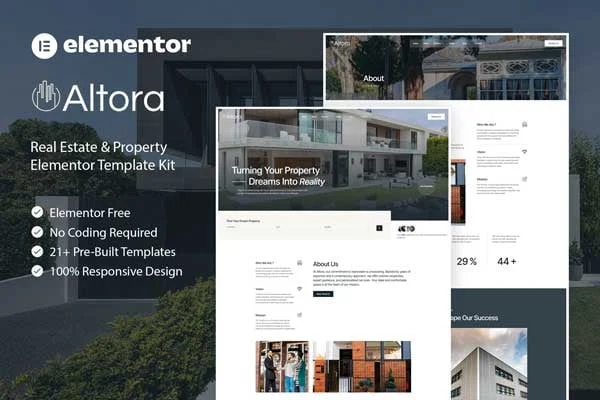 Altora real estate and property Elementor template kit preview
