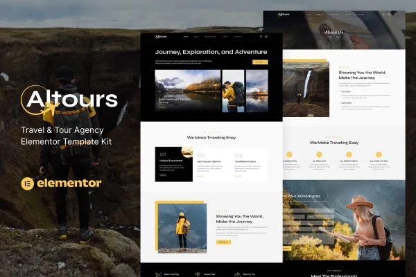 Altours travel and tour agency Elementor template kit cover image