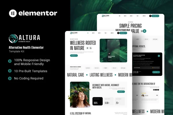 Altura alternative health Elementor template kit preview