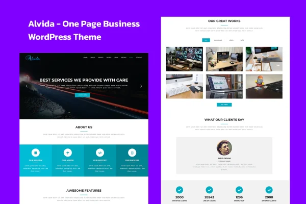 Alvida one page business WordPress theme preview