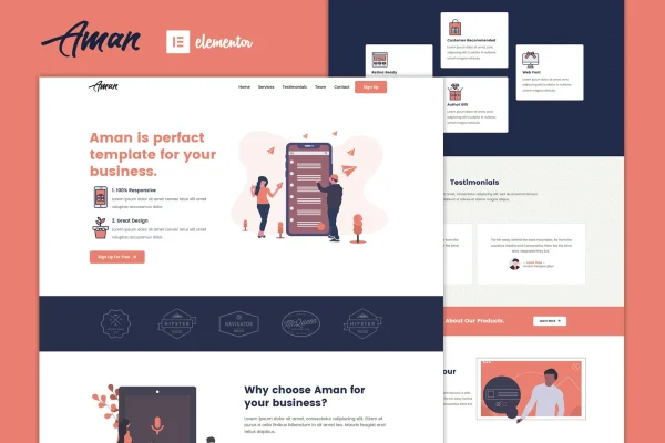 Aman multipurpose Elementor template kit cover image