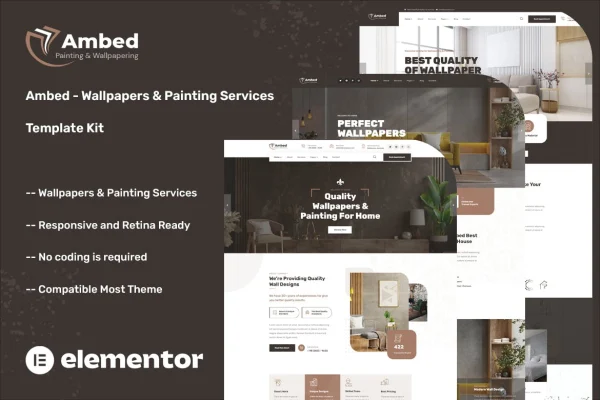 Ambed wallpapers and painting services Elementor template kit cover