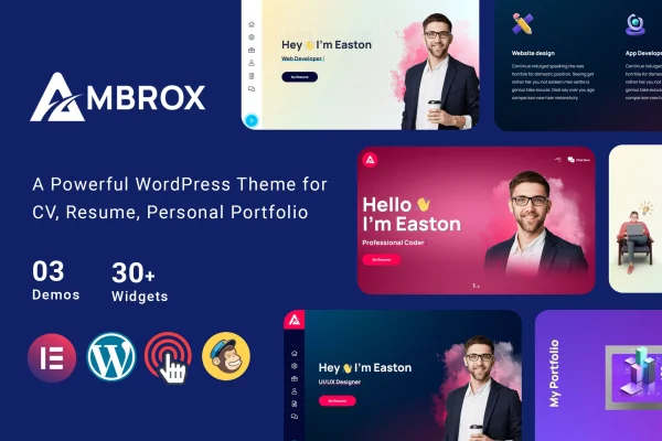 Ambrox personal portfolio and resume WordPress theme preview