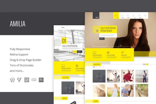 Amilia multipurpose one page and multi page WordPress theme cover image