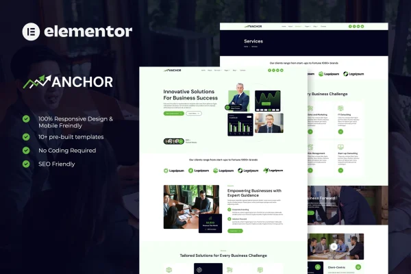 Anchor business consulting Elementor template kit cover image