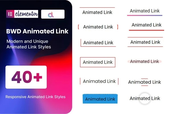 BWD Animated Link addon for elementor plugin banner