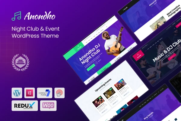 Anondho night club and event WordPress theme preview