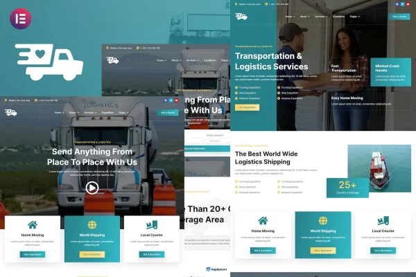 Antar transportation and logistics Elementor template kit preview