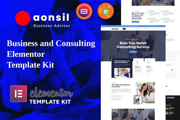 Aonsil business and consulting Elementor template kit cover image
