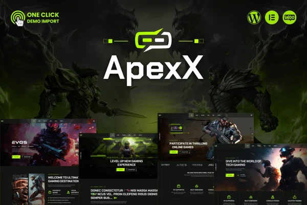 ApexX esports and gaming WordPress theme preview