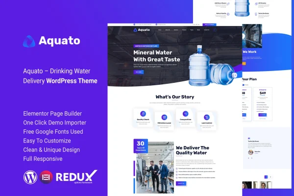 Aquato drinking water delivery WordPress theme preview