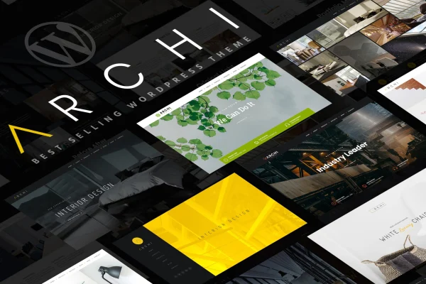 Archi Theme interior design WordPress theme preview with home page layouts