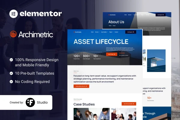Archimetric asset management Elementor template kit cover image