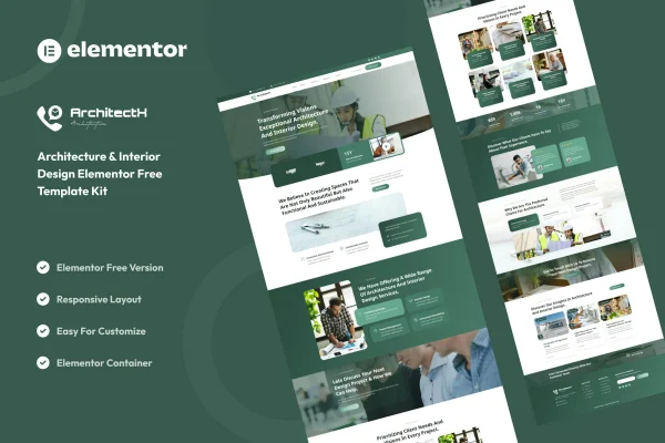 Architectx Elementor template kit preview for architecture and interior design websites