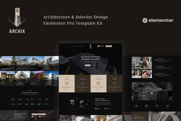 Archix architecture and interior design Elementor template kit cover image