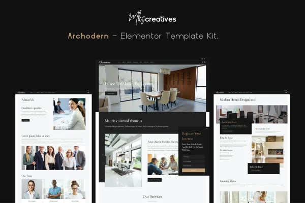 Archodern interior and architecture Elementor template kit cover image