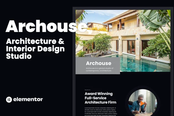 Archouse architecture and interior design Elementor template kit preview