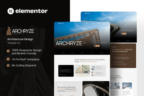 Archryze architecture design Elementor template kit preview
