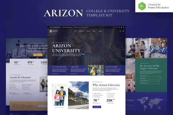 Arizon college and university Elementor template kit preview