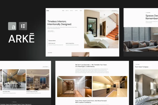 Arke interior design studio Elementor template kit preview