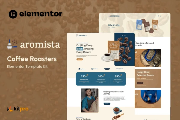 Aromista coffee roasters Elementor template kit preview