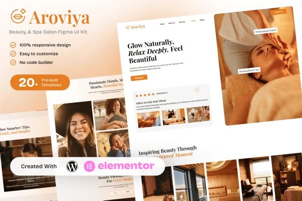 Aroviya beauty and spa salon Elementor template kit preview