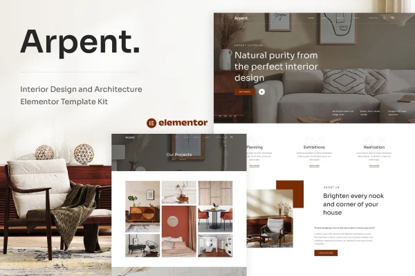 Arpent interior design and architecture Elementor template kit preview
