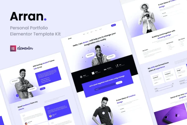 Arran personal portfolio Elementor template kit preview