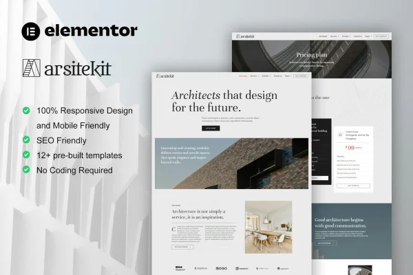 ArsiteKit architecture and construction Elementor template kit preview