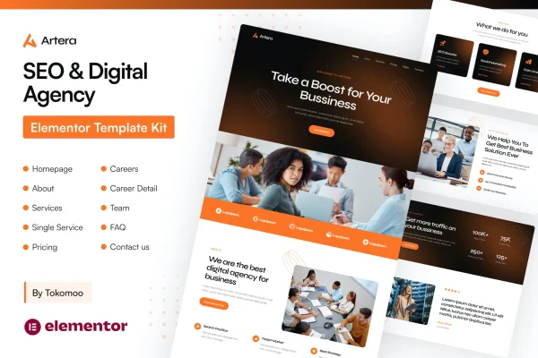 Artera SEO and digital agency Elementor Pro template kit preview