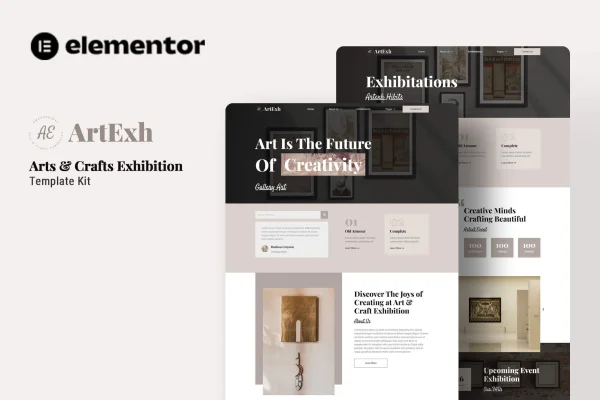 Artexh arts and crafts exhibition Elementor template kit preview