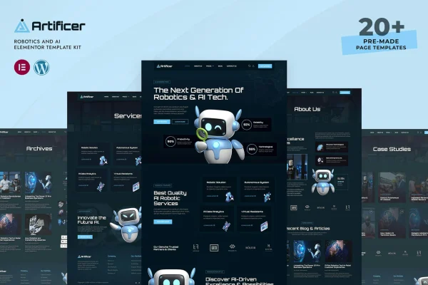 Artificer robotics and AI Elementor template kit cover image