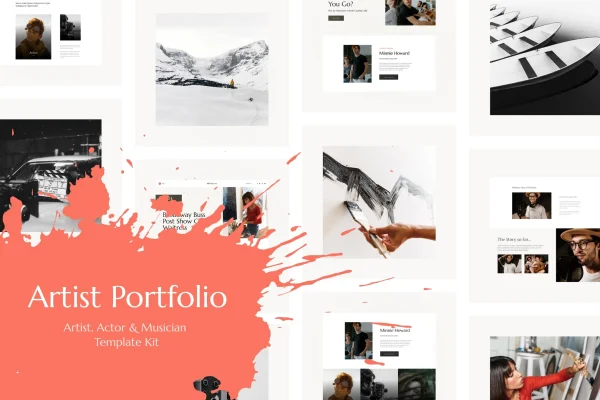Artisio Elementor template kit preview for artist, actor and musician websites