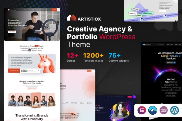Artisticx creative agency and portfolio WordPress theme preview