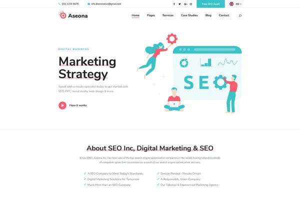 Aseona SEO digital marketing Elementor template kit cover image