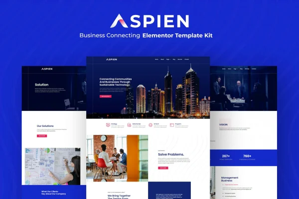 Aspien business networking Elementor template kit preview