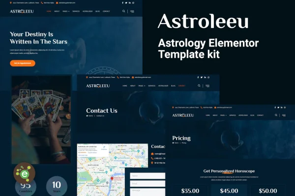 Astroleeu astrology and numerology Elementor template kit preview