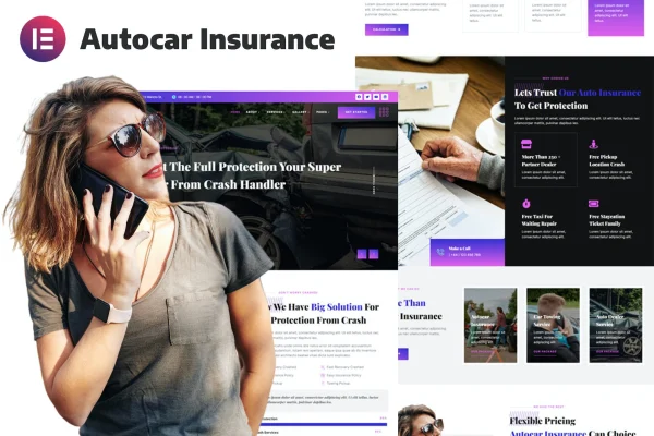 Asurance car insurance Elementor template kit preview