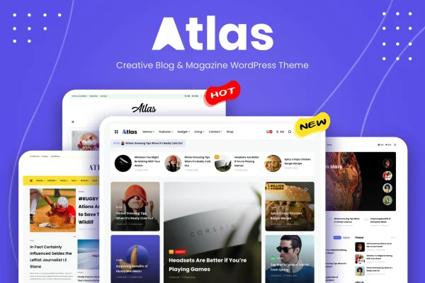 Atlas creative blog and news WordPress theme preview