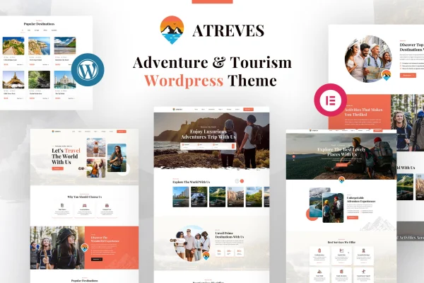 Atreves adventure and tourism WordPress theme preview