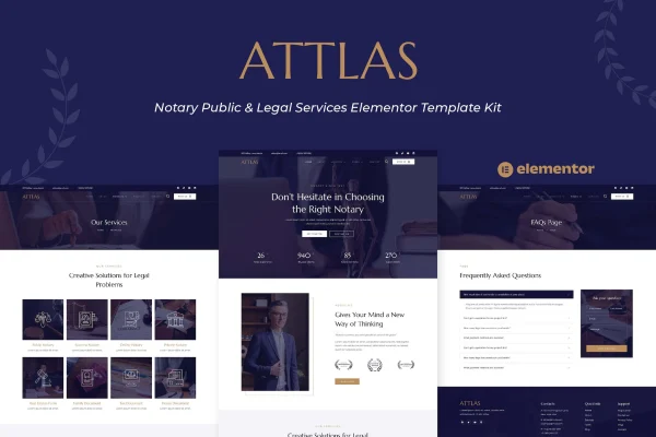 Attlas notary public and legal services Elementor template kit preview