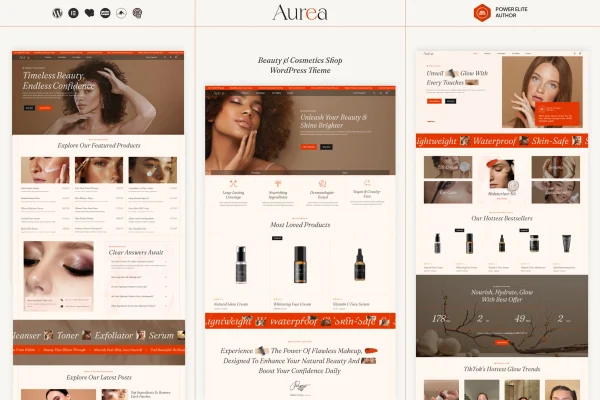 Aurea beauty and cosmetics WordPress theme preview