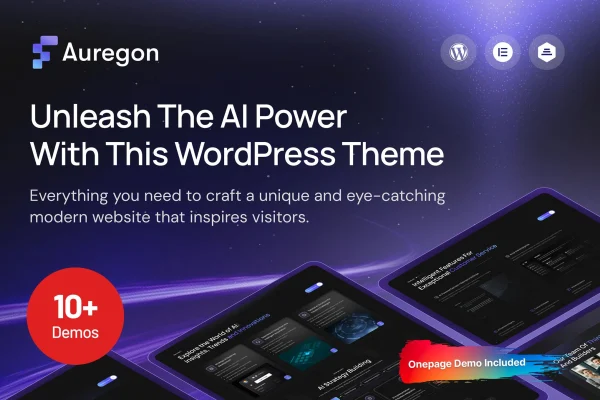 Auregon AI agency and technology WordPress theme preview