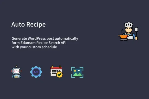 Auto Recipe WordPress plugin banner for automatic recipe post generation