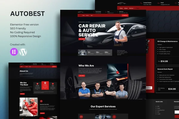 Autobest car repair and auto service Elementor template kit preview
