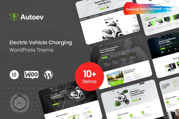 Autoev electric vehicle charging WordPress theme preview