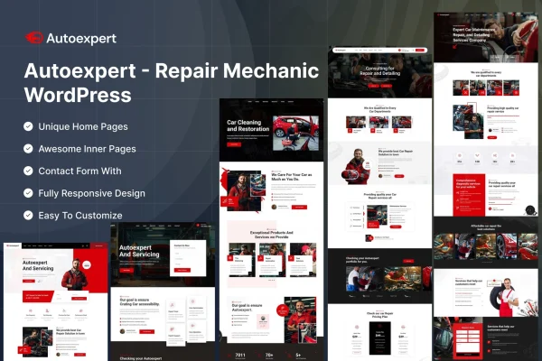 Autoexpert auto repair mechanic WordPress theme preview
