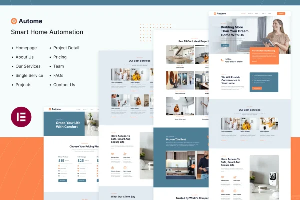 Autome smart home automation Elementor template kit preview